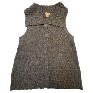 Vertigo Paris Charcoal Gray Sweater Vest Wool‎ Cardigan Cabincore